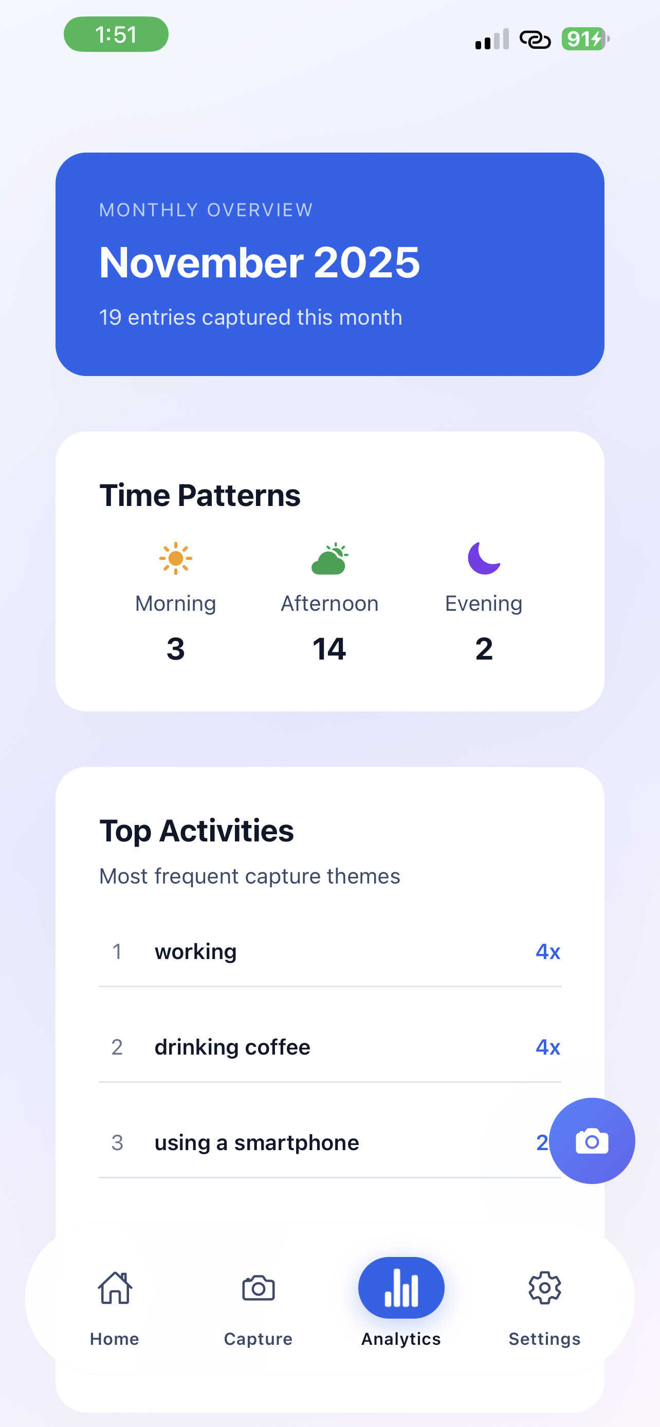Photo capture flow inside LifeLens