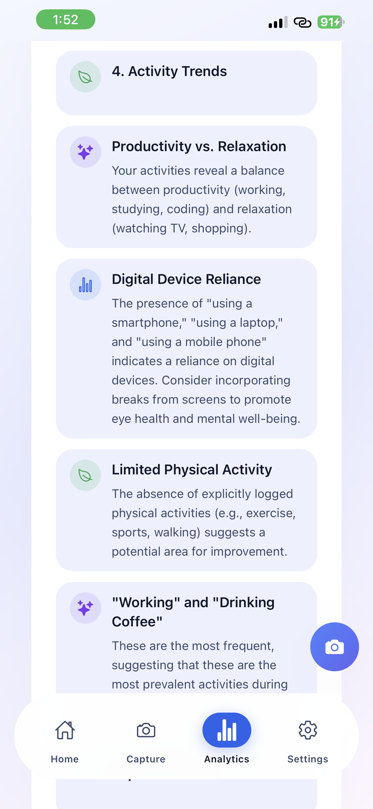 Map of captured moments